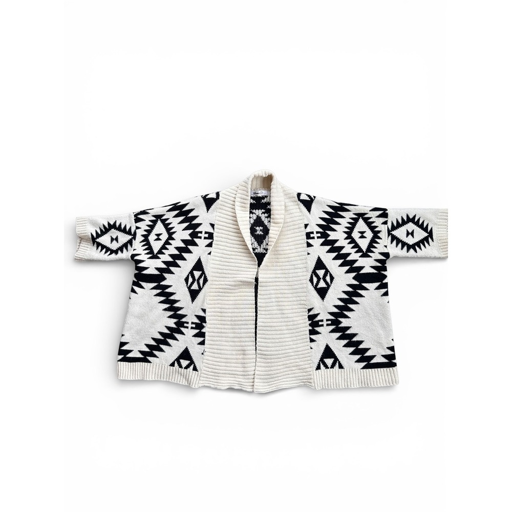 Banana USA Cardigan‎ Women Small White Good Southwestern Aztec Geometric Knit